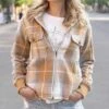 Flannel Camel/Ivory Plaid Jacket -Active Aura Shop 07.21.24 G L Batch1 396copy