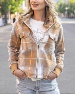 Flannel Camel/Ivory Plaid Jacket