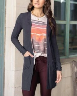 Lightweight Soft Black Ribbed Cardigan - FINAL SALE