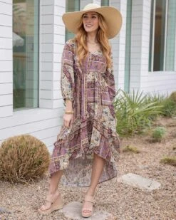 Arabelle Hi-Low Patchwork Floral Dress -Active Aura Shop ArabelleHiLowPatchworkFloralDress 3