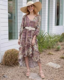 Arabelle Hi-Low Patchwork Floral Dress -Active Aura Shop ArabelleHiLowPatchworkFloralDress 6