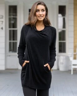 Black Bambü Wrap Robe -Active Aura Shop BambuPocketWrapUp Black 3