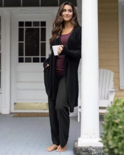 Black Bambü Wrap Robe -Active Aura Shop BambuPocketWrapUp Black 8