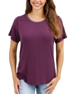 Basic Crew Neck Tee In Fig -Active Aura Shop BasicCrewNeckTee Fig 1