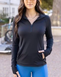 Black Best Athletic Quarter Zip Top - FINAL SALE