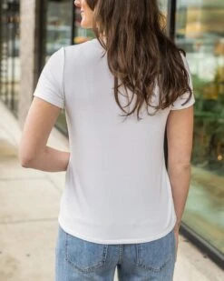 Best Fit V-Neck Tee In Ivory -Active Aura Shop BestFitVNeckTee Ivory 5