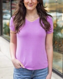 Best Fit V-Neck Tee In Orchid