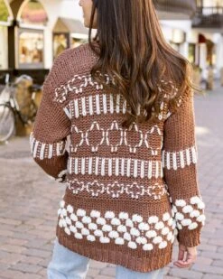 Gingersnap Bobble Knit Chunky Cardigan -Active Aura Shop BobbleKnitCardigan BrownIvory 8 772c1661 fe0d 44d5 8cb0 2f1aef12ec83