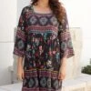 Boho Border Print Dark Floral Dress -Active Aura Shop BohoBorderPrintDress 4