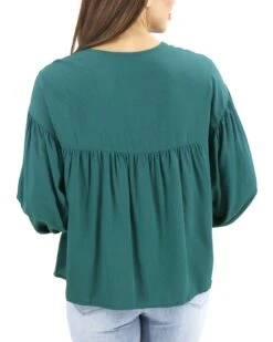 Boho Evergreen Lace Trim Top -Active Aura Shop BohoLaceTrimTop Evergreen 3