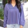 Boho Wisteria Lace Trim Top -Active Aura Shop BohoLaceTrimTop Wisteria 5