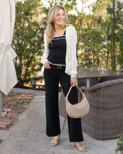 Black Border Stripe Knit Tank -Active Aura Shop BorderStripeKnitTank Black 2