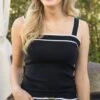 Black Border Stripe Knit Tank -Active Aura Shop BorderStripeKnitTank Black 4 1