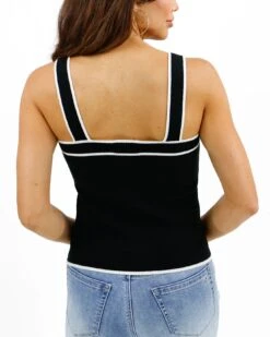 Black Border Stripe Knit Tank -Active Aura Shop BorderStripeKnitTank Black 9