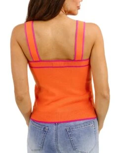 Tangerine Border Stripe Knit Tank -Active Aura Shop BorderStripeKnitTank Tangerine 10