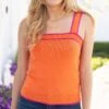 Tangerine Border Stripe Knit Tank -Active Aura Shop BorderStripeKnitTank Tangerine 3 1