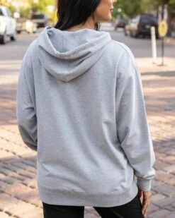 Signature Soft Heathered Grey Oversized Hoodie -Active Aura Shop BoyfriendOversizedHoodie HeatheredGrey 12