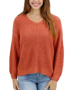 Boyfriend Slouchy Ginger Spice Knit Sweater -Active Aura Shop BoyfriendSlouchyKnitSweater GingerSpice 1