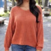 Boyfriend Slouchy Ginger Spice Knit Sweater -Active Aura Shop BoyfriendSlouchyKnitSweater GingerSpice 12