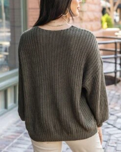 Boyfriend Slouchy Olive Knit Sweater -Active Aura Shop BoyfriendSlouchyKnitSweater Olive 12