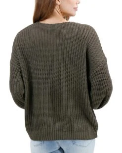 Boyfriend Slouchy Olive Knit Sweater -Active Aura Shop BoyfriendSlouchyKnitSweater Olive 2
