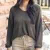 Boyfriend Slouchy Olive Knit Sweater -Active Aura Shop BoyfriendSlouchyKnitSweater Olive 8