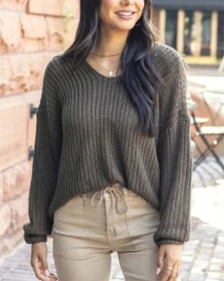 Boyfriend Slouchy Olive Knit Sweater
