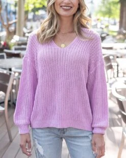 Boyfriend Slouchy Orchid Knit Sweater