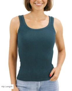 Peacock Brami Tank - FINAL SALE 15 Peacock Brami Tank - FINAL SALE -Active Aura Shop BramiTank DarkGreen Long 1