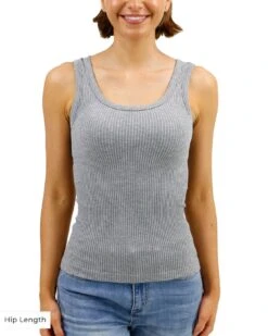 Heathered Grey Brami Tank -Active Aura Shop BramiTank HipLength HeatheredGrey 2