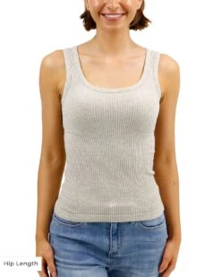Heathered Oatmeal Brami Tank -Active Aura Shop BramiTank HipLength HeatheredOatmeal 2