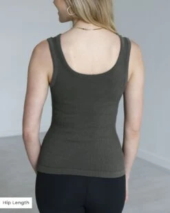 Olive Brami Tank -Active Aura Shop BramiTank HipLength Olive 2 5