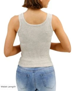Heathered Oatmeal Brami Tank -Active Aura Shop BramiTank Waist HeatheredOatmeal 4