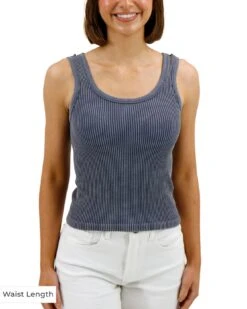Washed Denim Brami Tank -Active Aura Shop BramiTank WashedDenim Waist 1