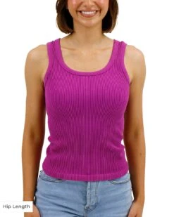 Washed Fuchsia Brami Tank - FINAL SALE 17 Washed Fuchsia Brami Tank - FINAL SALE -Active Aura Shop BramiTank WashedFushcia Hip 1