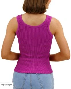 Washed Fuchsia Brami Tank - FINAL SALE 19 Washed Fuchsia Brami Tank - FINAL SALE -Active Aura Shop BramiTank WashedFushcia Hip 2