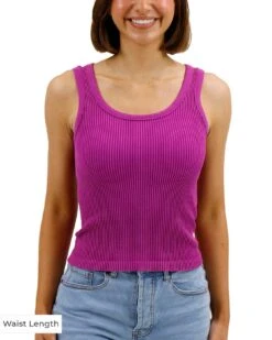 Washed Fuchsia Brami Tank - FINAL SALE 16 Washed Fuchsia Brami Tank - FINAL SALE -Active Aura Shop BramiTank WashedFushcia Waist 1