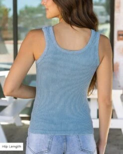 Washed Sky Brami Tank - FINAL SALE -Active Aura Shop BramiTank WashedSky Hip 4