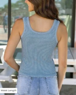 Washed Sky Brami Tank - FINAL SALE -Active Aura Shop BramiTank WashedSky Waist 4