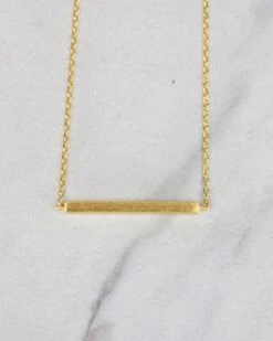 Brushed Gold Bar Necklace -Active Aura Shop BrushedGoldBarNecklace 2