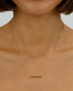 Brushed Gold Bar Necklace
