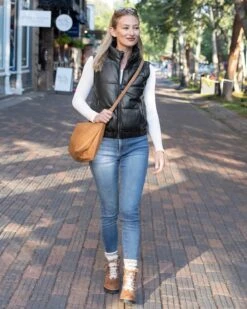 Butter Faux Leather Black Puffer Jacket/Vest -Active Aura Shop ButterFauxLeatherPufferJacketVest Black 18