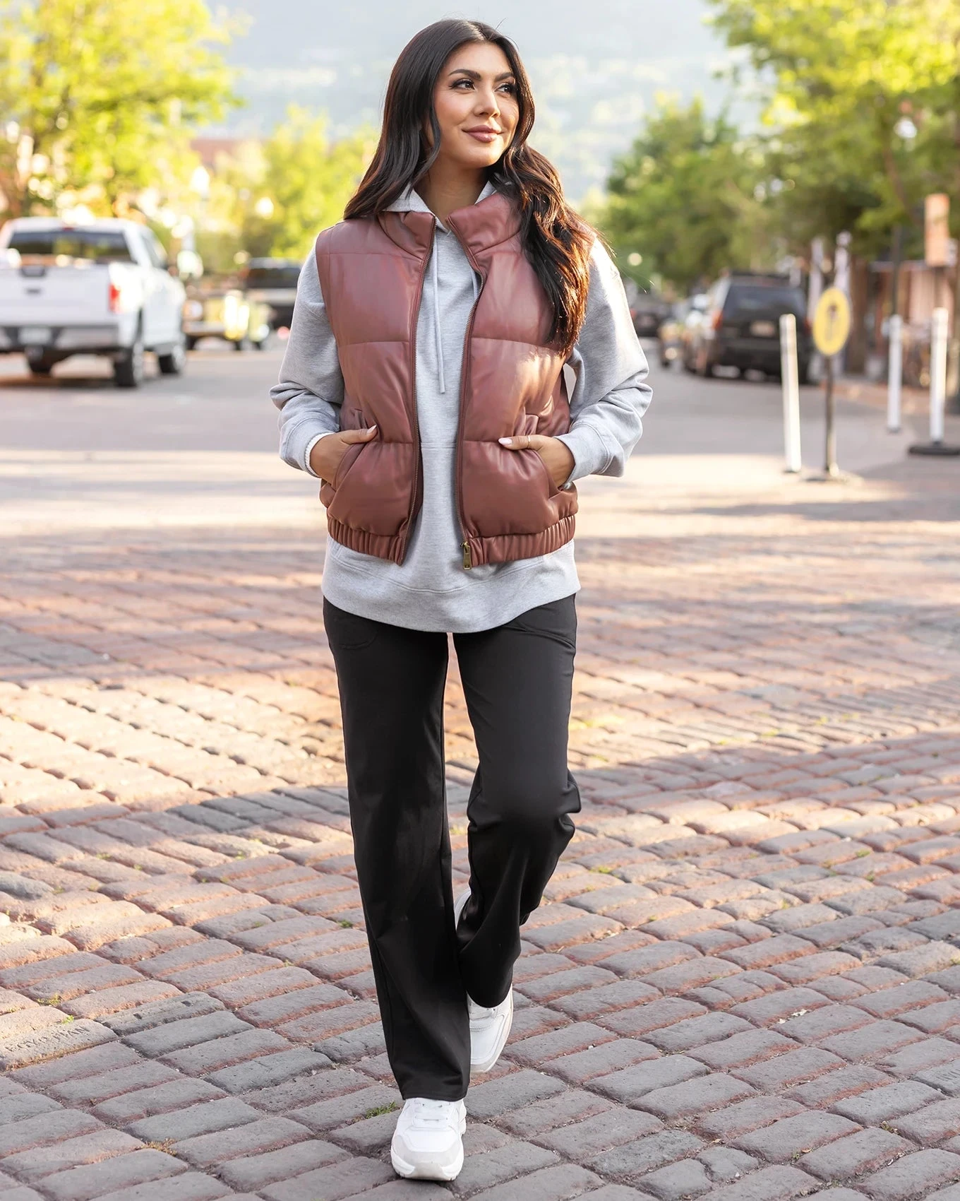 Butter Faux Leather Clay Puffer Jacket/Vest 5 Butter Faux Leather Clay Puffer Jacket/Vest - Image 3