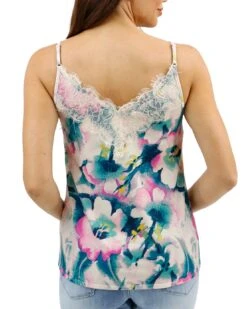 Button Lace Trim Cami In Watercolor Floral 19 Button Lace Trim Cami In Watercolor Floral -Active Aura Shop ButtonLaceTrimCami WatercolorFloral 4