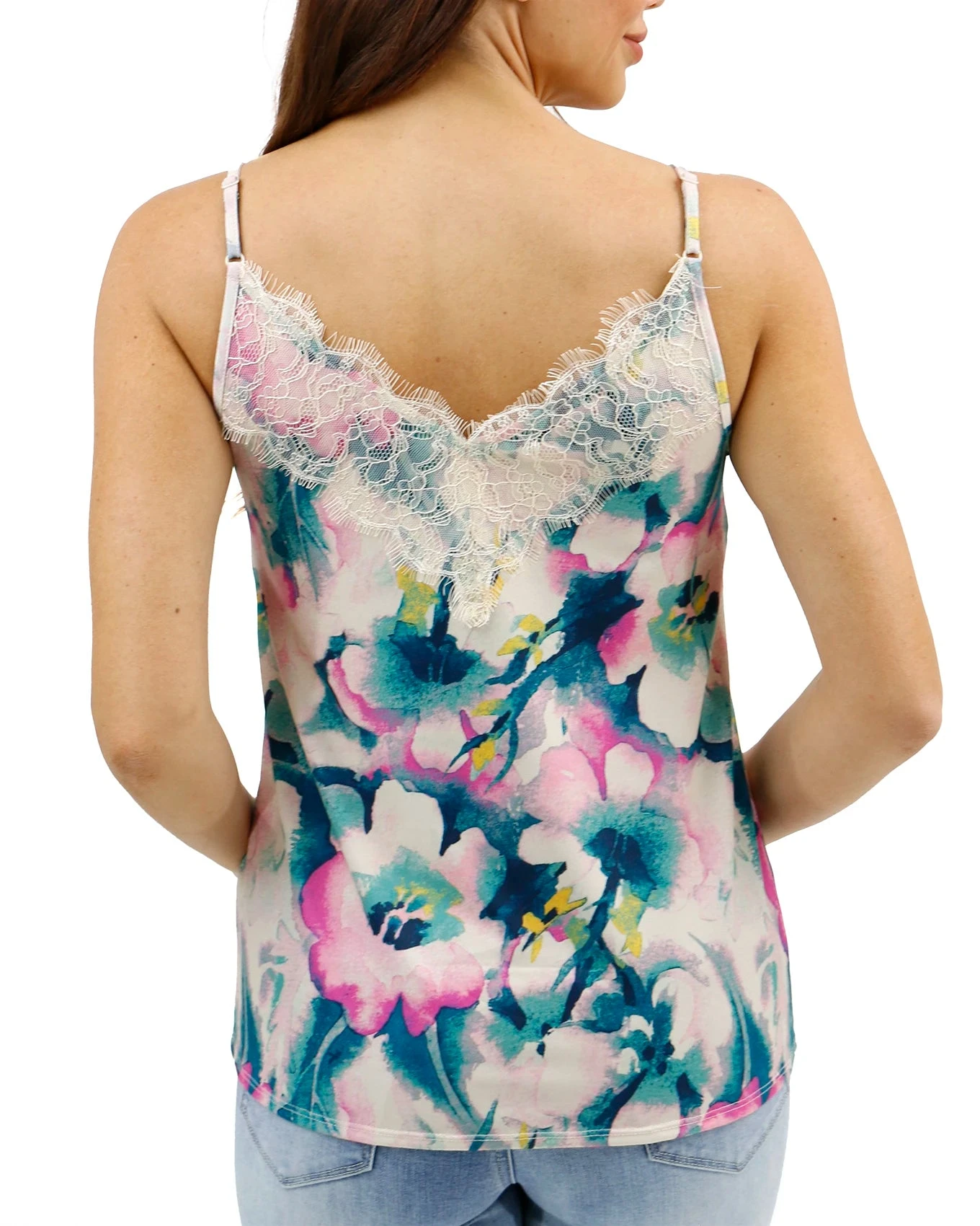 Button Lace Trim Cami In Watercolor Floral 11 Button Lace Trim Cami In Watercolor Floral - Image 9