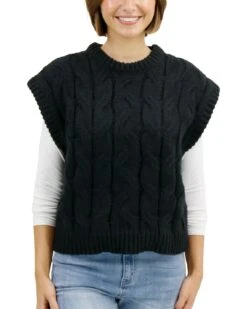 Cable Knit Black Sweater Vest 17 Cable Knit Black Sweater Vest -Active Aura Shop CabledKnitSweaterVest Black 1