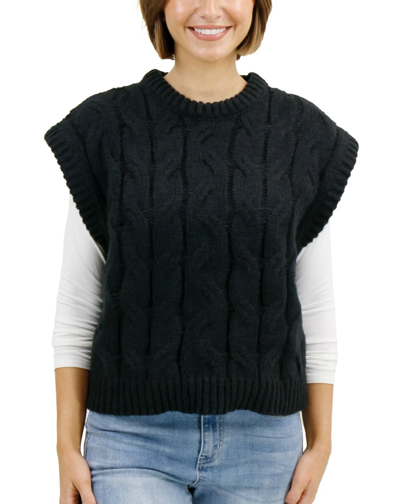 Cable Knit Black Sweater Vest 9 Cable Knit Black Sweater Vest - Image 7