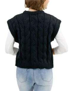 Cable Knit Black Sweater Vest 18 Cable Knit Black Sweater Vest -Active Aura Shop CabledKnitSweaterVest Black 2
