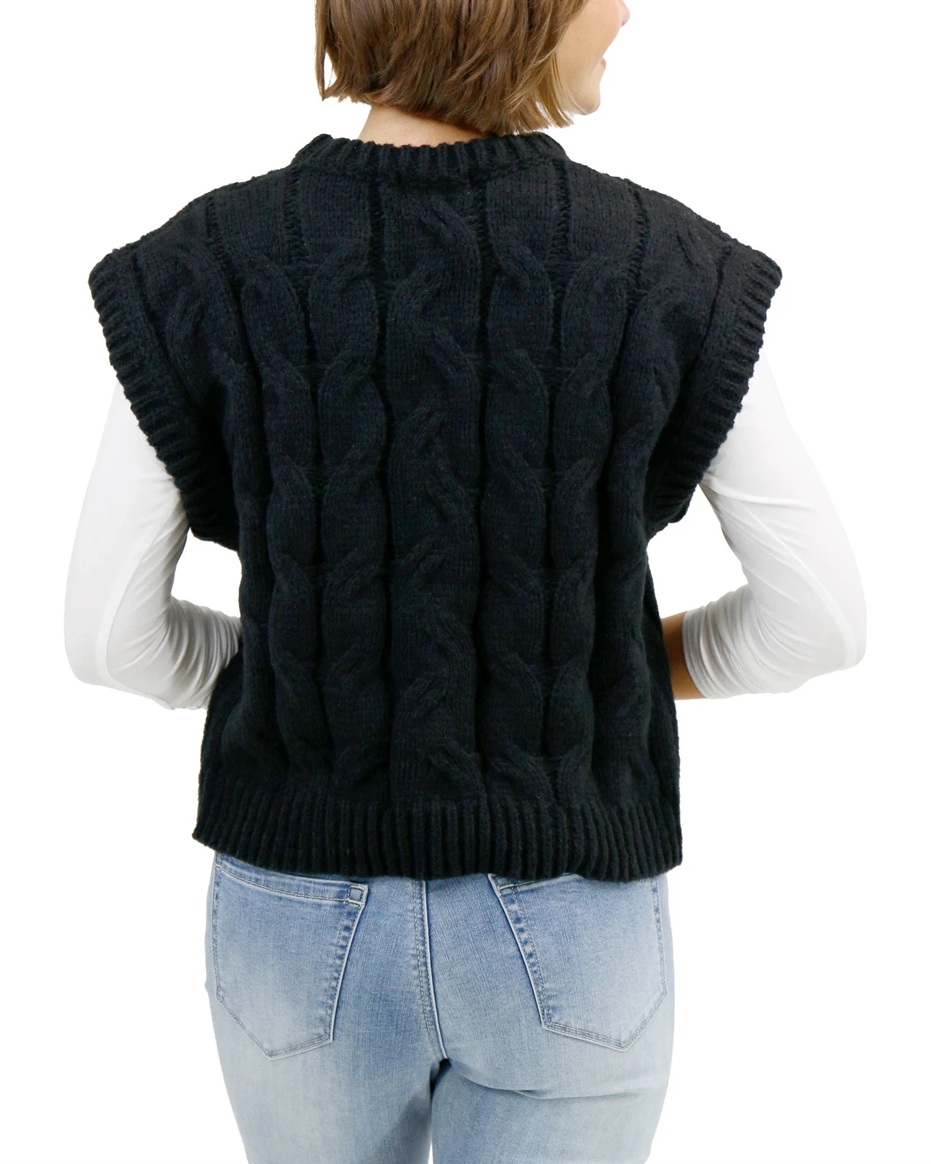 Cable Knit Black Sweater Vest 10 Cable Knit Black Sweater Vest - Image 8