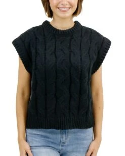 Cable Knit Black Sweater Vest 19 Cable Knit Black Sweater Vest -Active Aura Shop CabledKnitSweaterVest Black 3